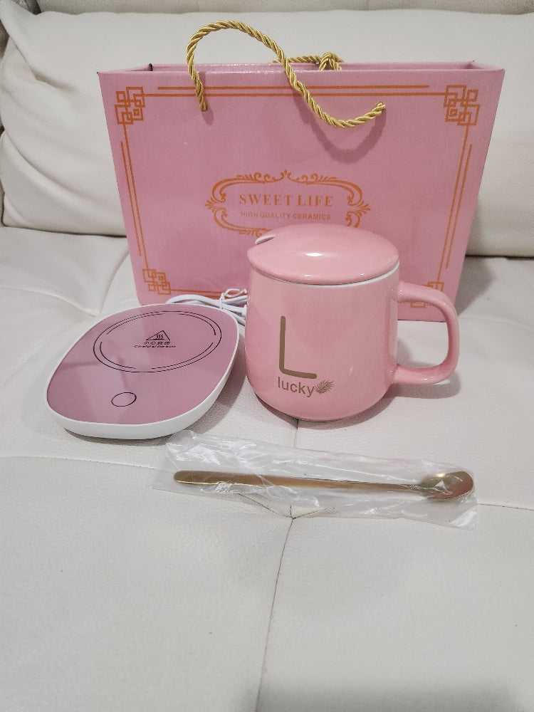 Elegant Pink Ceramic Mug Gift Set – Luxury Coffee Cup with Lid and Spoon