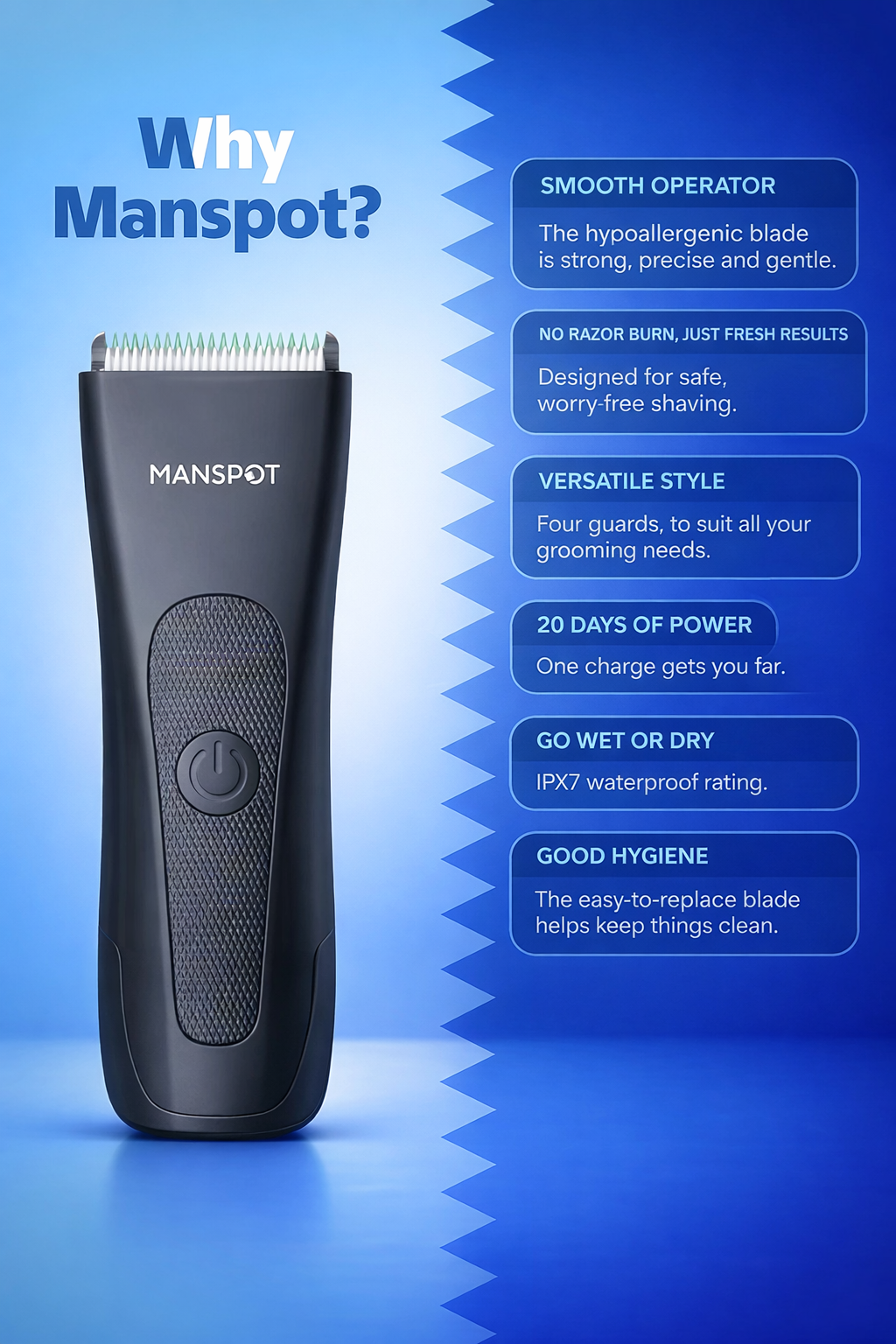 MANSPOT Manscape groin-body hair trimmer for men