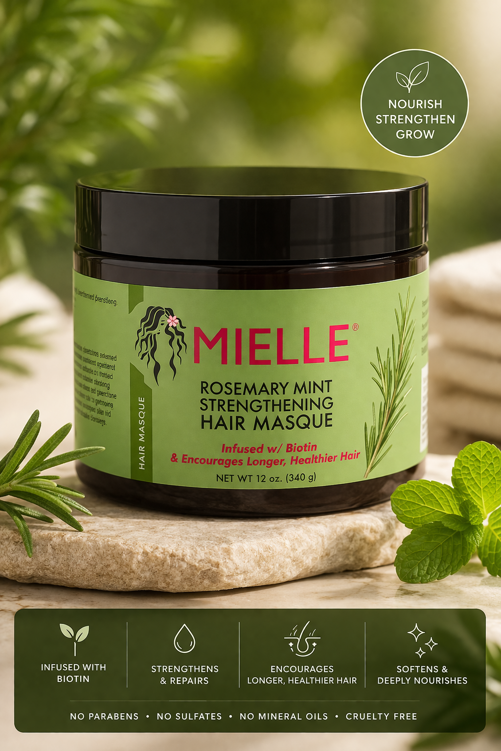 Rosemary Mint Strengthening Hair Masque