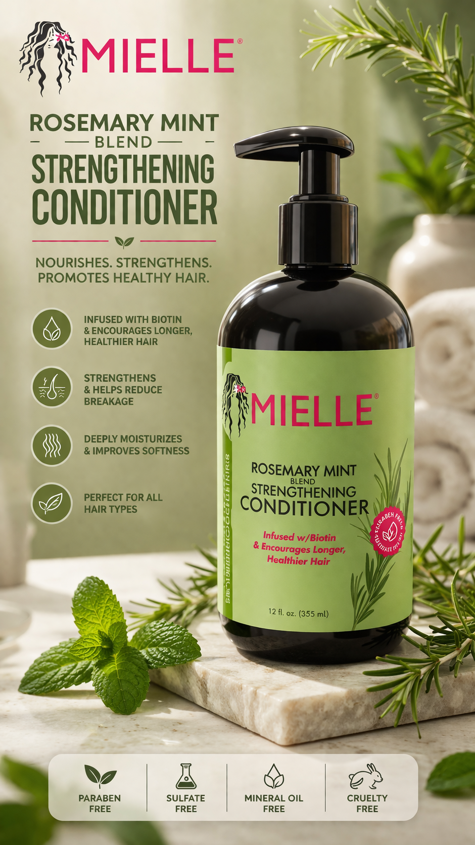 Mielle Rosemary Mint blend Strengthening conditioner