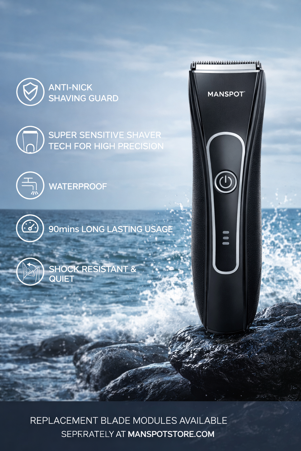 MANSPOT Manscape groin-body hair trimmer for men