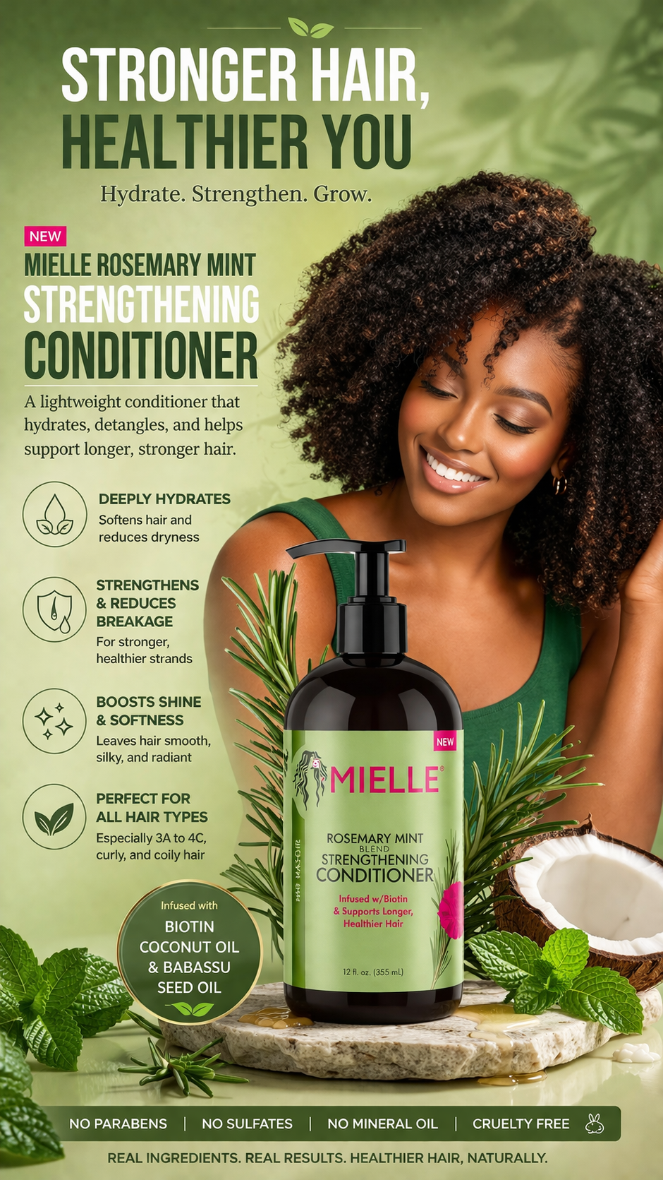 Mielle Rosemary Mint blend Strengthening conditioner