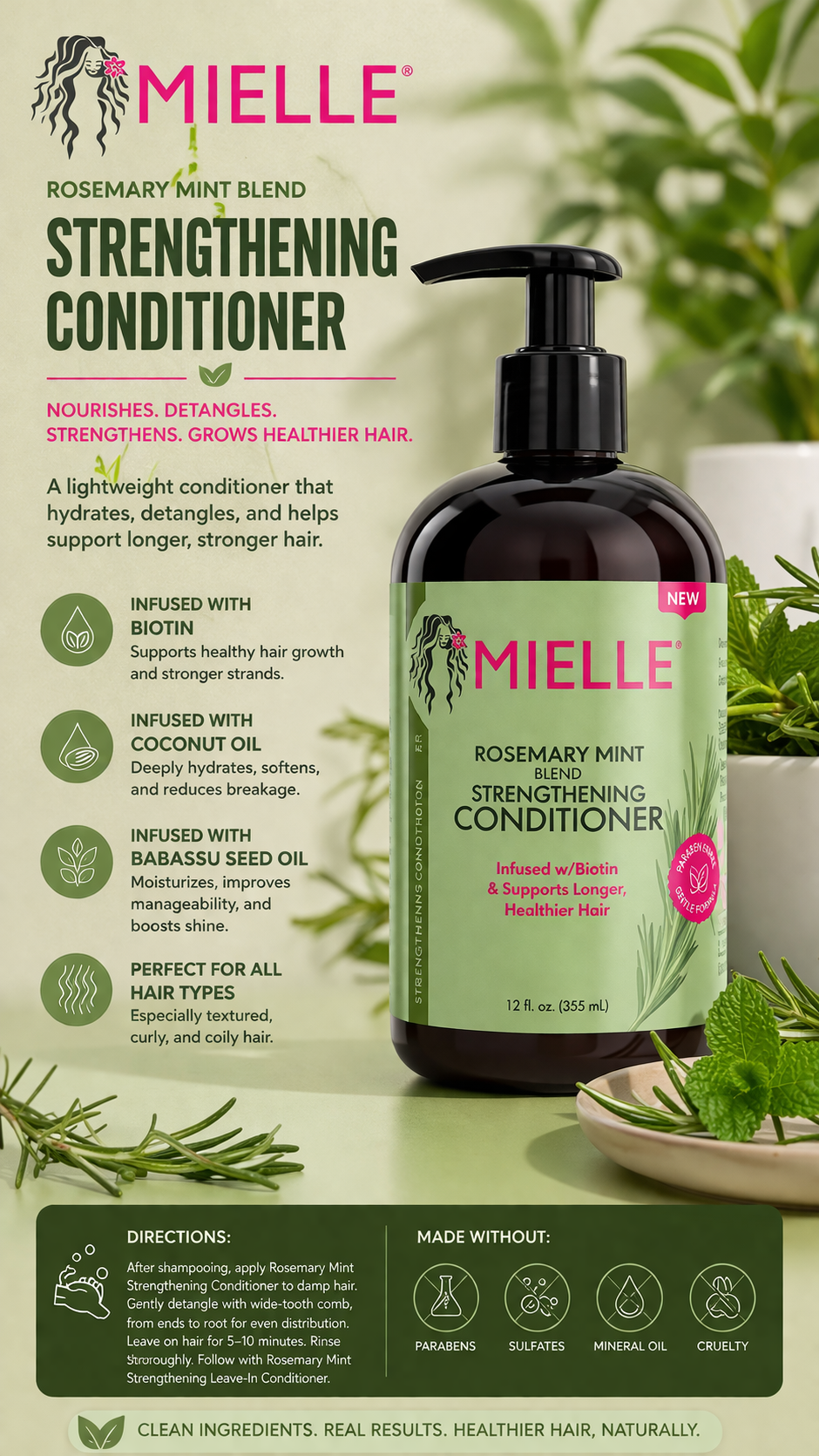 Mielle Rosemary Mint blend Strengthening conditioner